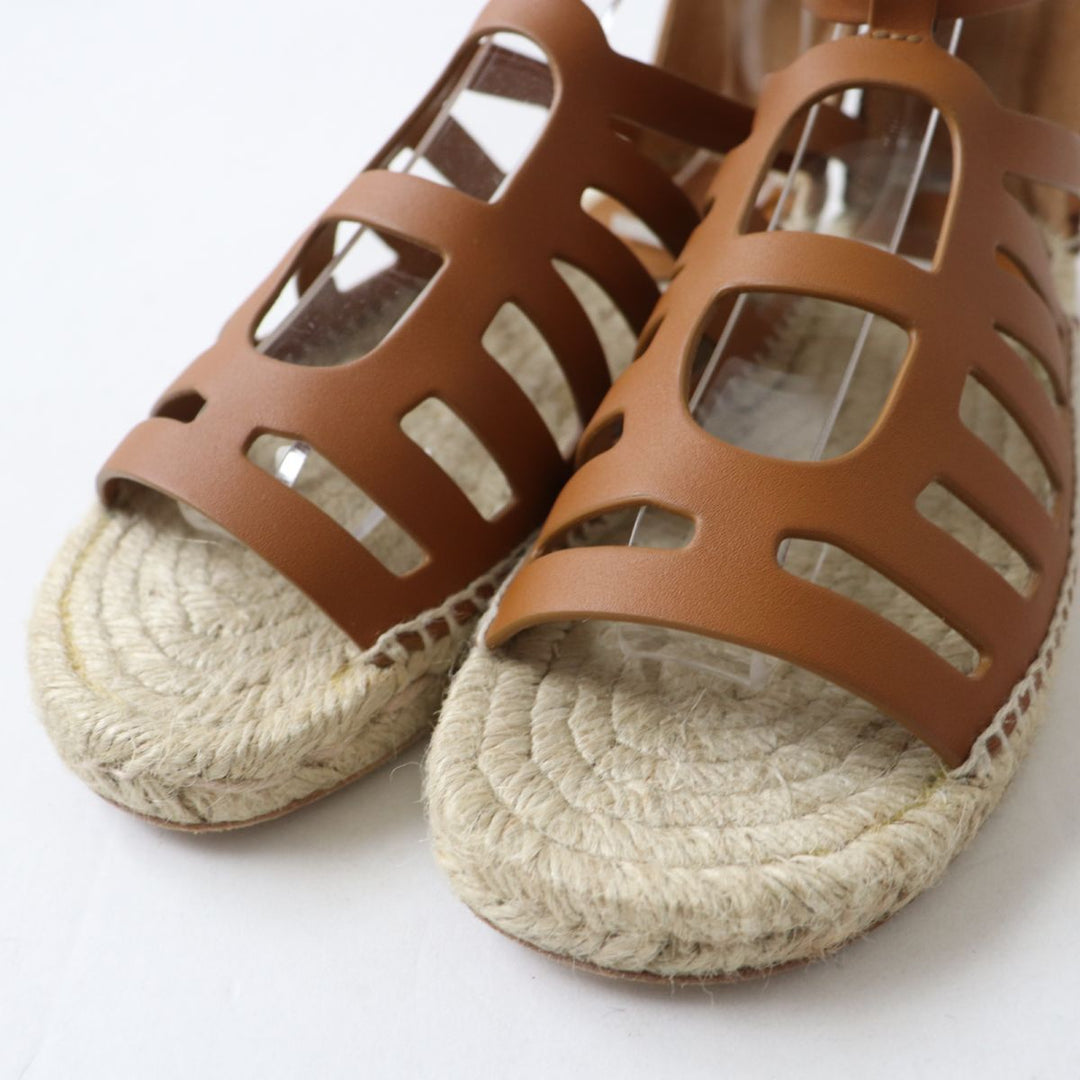 HERMES Sandals leather Brown 36