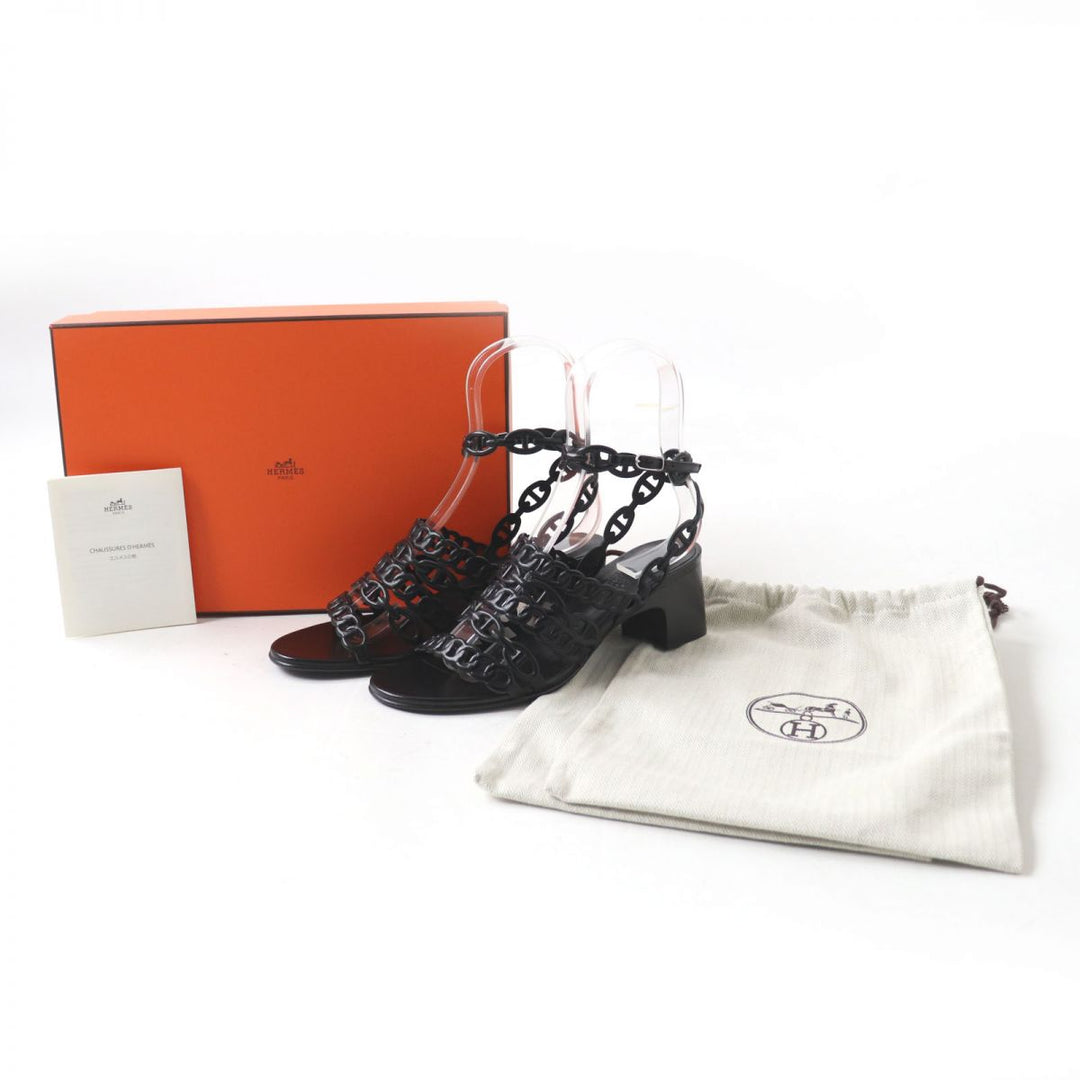 HERMES Sandals leather black 37.5