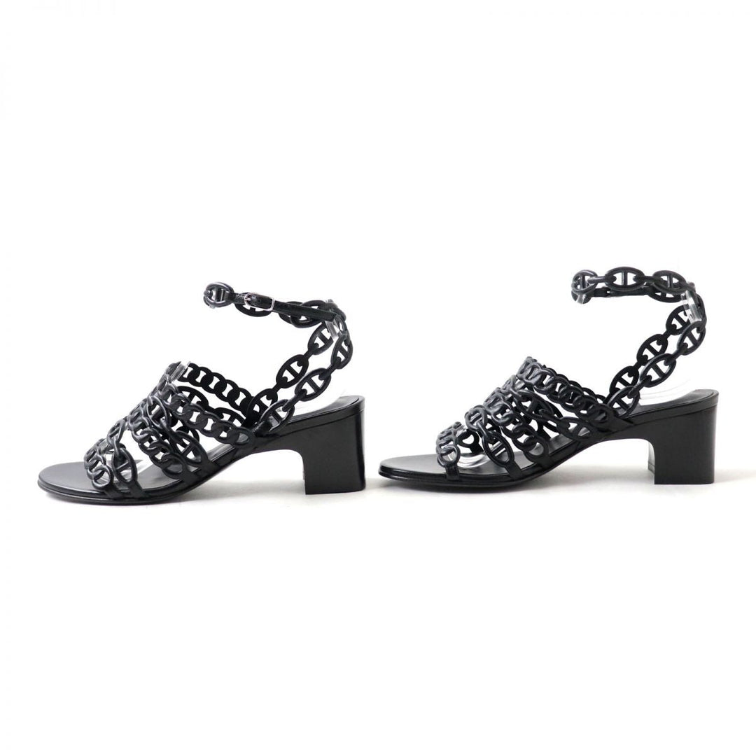 HERMES Sandals leather black 37.5