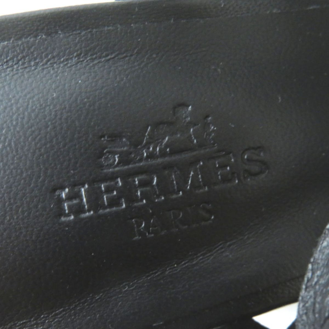 HERMES Sandals leather black 37.5