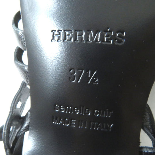 HERMES Sandals leather black 37.5