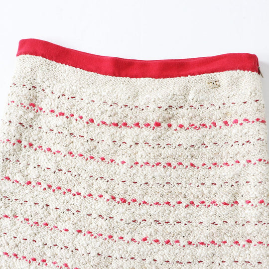 CHANEL skirt silk Beige x red 38