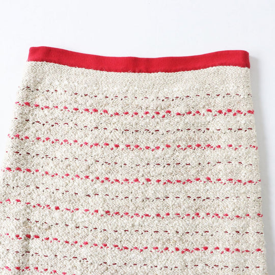 CHANEL skirt silk Beige x red 38