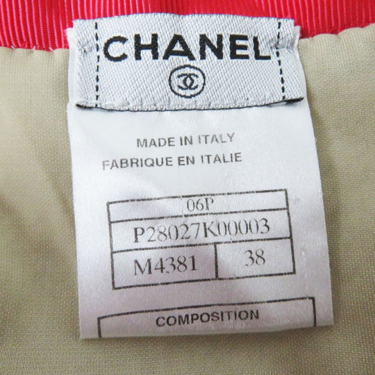 CHANEL skirt silk Beige x red 38