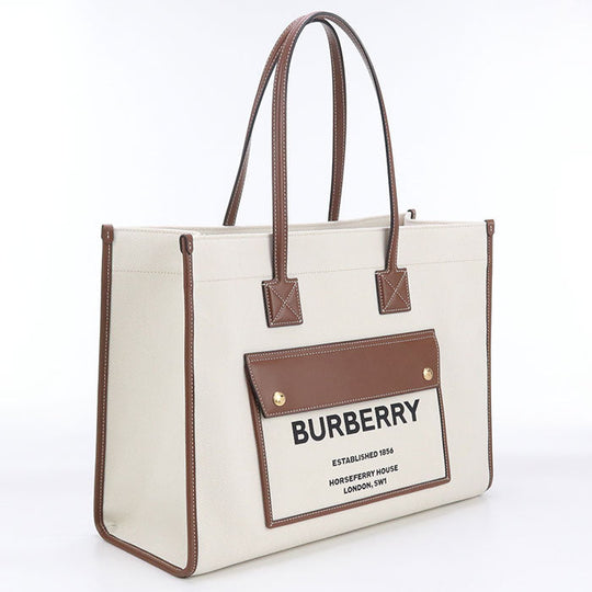 BURBERRY 8044129 medium frayed tote Tote Bag cotton/leather White Women
