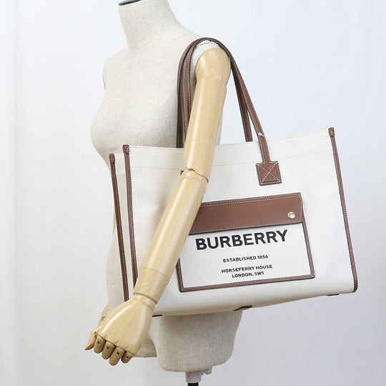 BURBERRY 8044129 medium frayed tote Tote Bag cotton/leather White Women