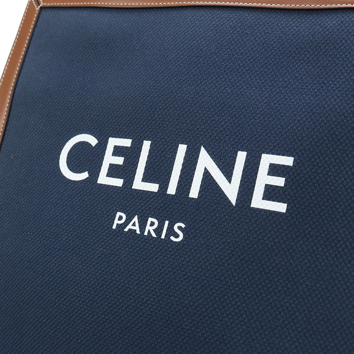 CELINE Tote Bag Vertical Hippo Small 2Way Mini Handbag canvas, leather Navy Women
