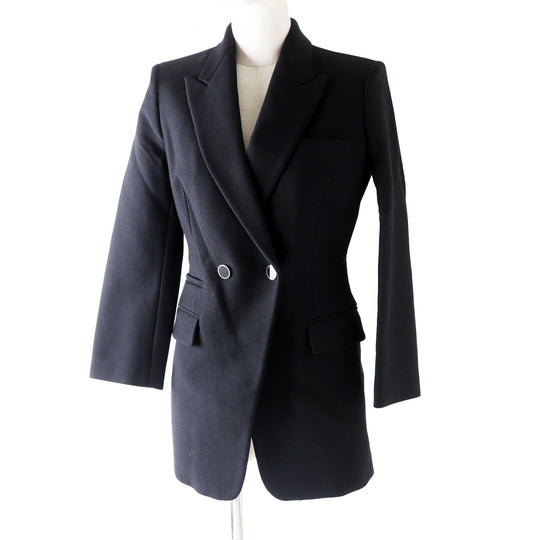 HERMES Double breasted jacket 2H0201DP Outer: 70% nylon, Outer: 30% wool, Collar: 70% wool, 30% rayon, Lining: (Body, Pocket) 85% rayon, 15% silk, Lining: (Sleeve) 100% cupra black Women 34 Used Authentic