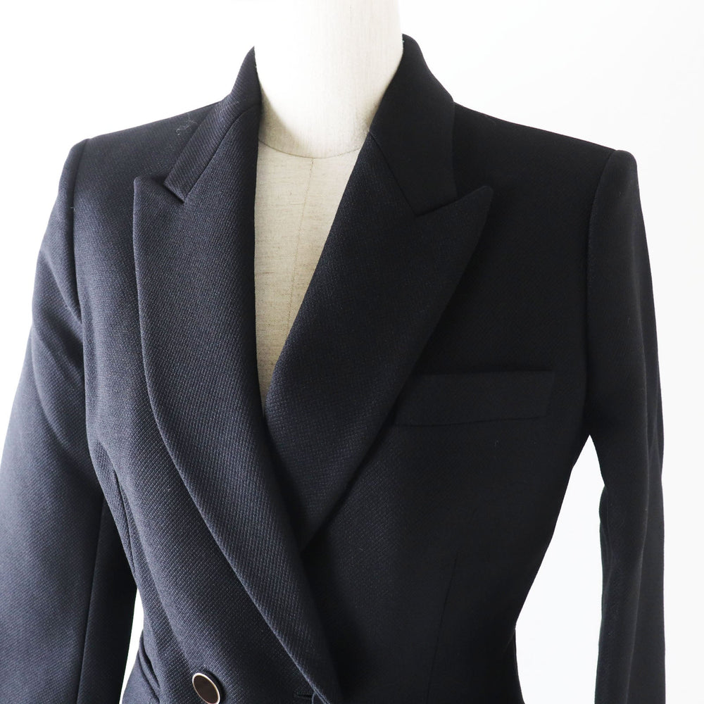 HERMES Double breasted jacket 2H0201DP Outer: 70% nylon, Outer: 30% wool, Collar: 70% wool, 30% rayon, Lining: (Body, Pocket) 85% rayon, 15% silk, Lining: (Sleeve) 100% cupra black Women 34 Used Authentic