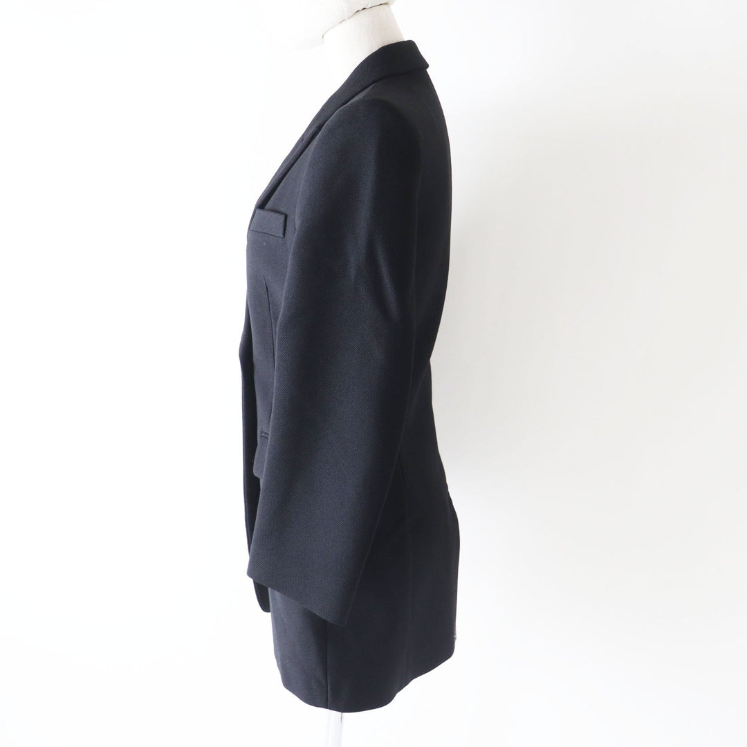 HERMES Double breasted jacket 2H0201DP Outer: 70% nylon, Outer: 30% wool, Collar: 70% wool, 30% rayon, Lining: (Body, Pocket) 85% rayon, 15% silk, Lining: (Sleeve) 100% cupra black Women 34 Used Authentic