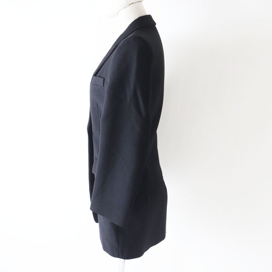 HERMES Double breasted jacket 2H0201DP Outer: 70% nylon, Outer: 30% wool, Collar: 70% wool, 30% rayon, Lining: (Body, Pocket) 85% rayon, 15% silk, Lining: (Sleeve) 100% cupra black Women 34 Used Authentic