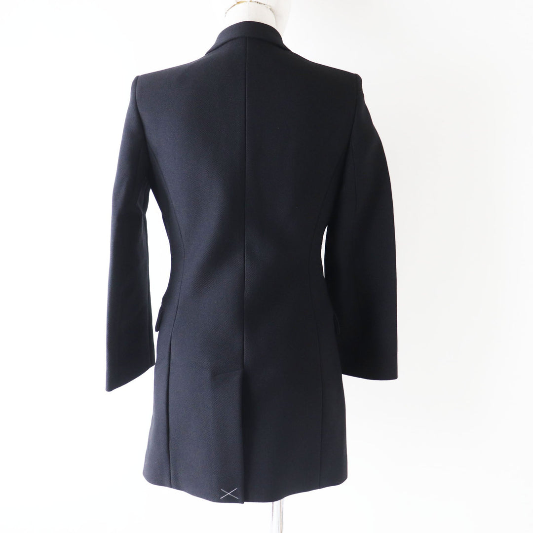 HERMES Double breasted jacket 2H0201DP Outer: 70% nylon, Outer: 30% wool, Collar: 70% wool, 30% rayon, Lining: (Body, Pocket) 85% rayon, 15% silk, Lining: (Sleeve) 100% cupra black Women 34 Used Authentic