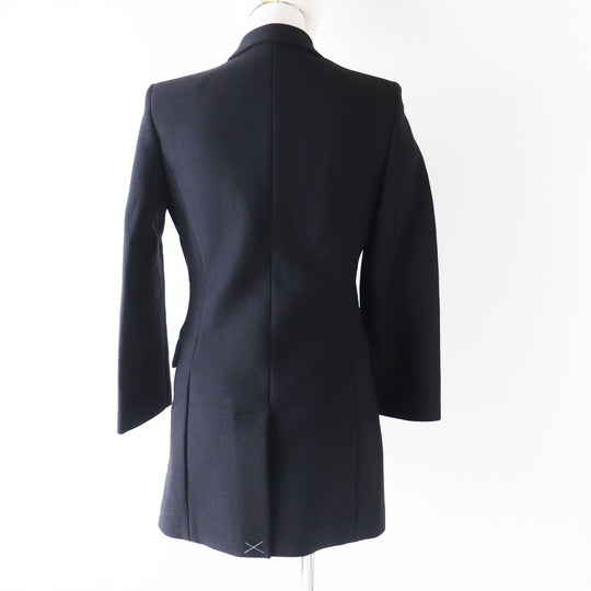 HERMES Double breasted jacket 2H0201DP Outer: 70% nylon, Outer: 30% wool, Collar: 70% wool, 30% rayon, Lining: (Body, Pocket) 85% rayon, 15% silk, Lining: (Sleeve) 100% cupra black Women 34 Used Authentic