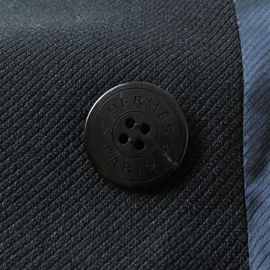 HERMES Double breasted jacket 2H0201DP Outer: 70% nylon, Outer: 30% wool, Collar: 70% wool, 30% rayon, Lining: (Body, Pocket) 85% rayon, 15% silk, Lining: (Sleeve) 100% cupra black Women 34 Used Authentic