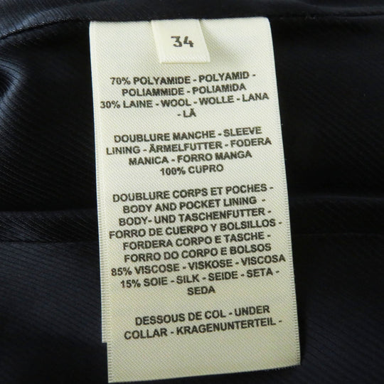 HERMES Double breasted jacket 2H0201DP Outer: 70% nylon, Outer: 30% wool, Collar: 70% wool, 30% rayon, Lining: (Body, Pocket) 85% rayon, 15% silk, Lining: (Sleeve) 100% cupra black Women 34 Used Authentic