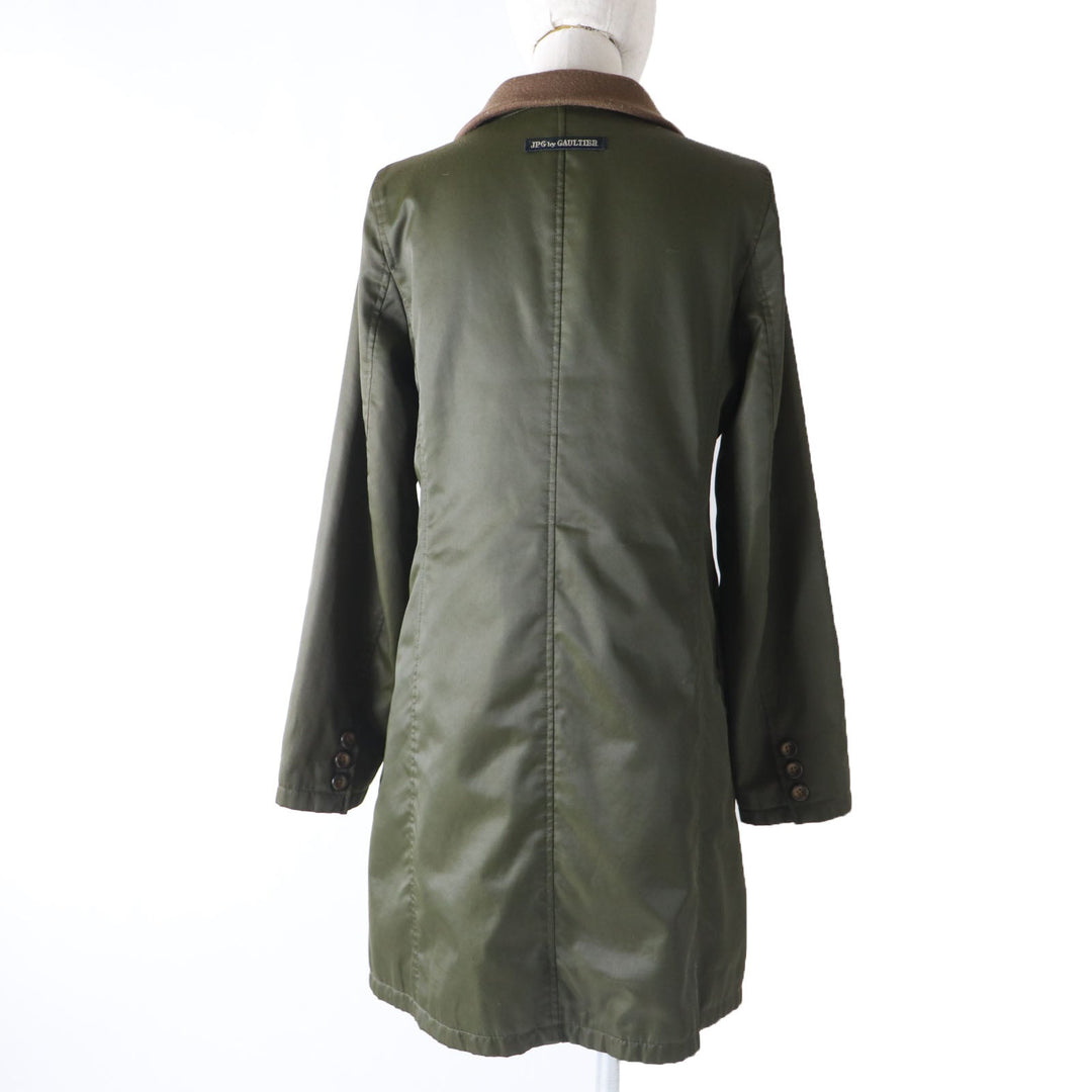 JEAN-PAUL GAULTIER Military coat Main: 100% polyester, Outer: Cupra, Part: 65% acrylic, Part: 25% wool, Part: 7% nylon, 3% polyurethane, Filling: 100% polyester khaki Women 40 Used Authentic