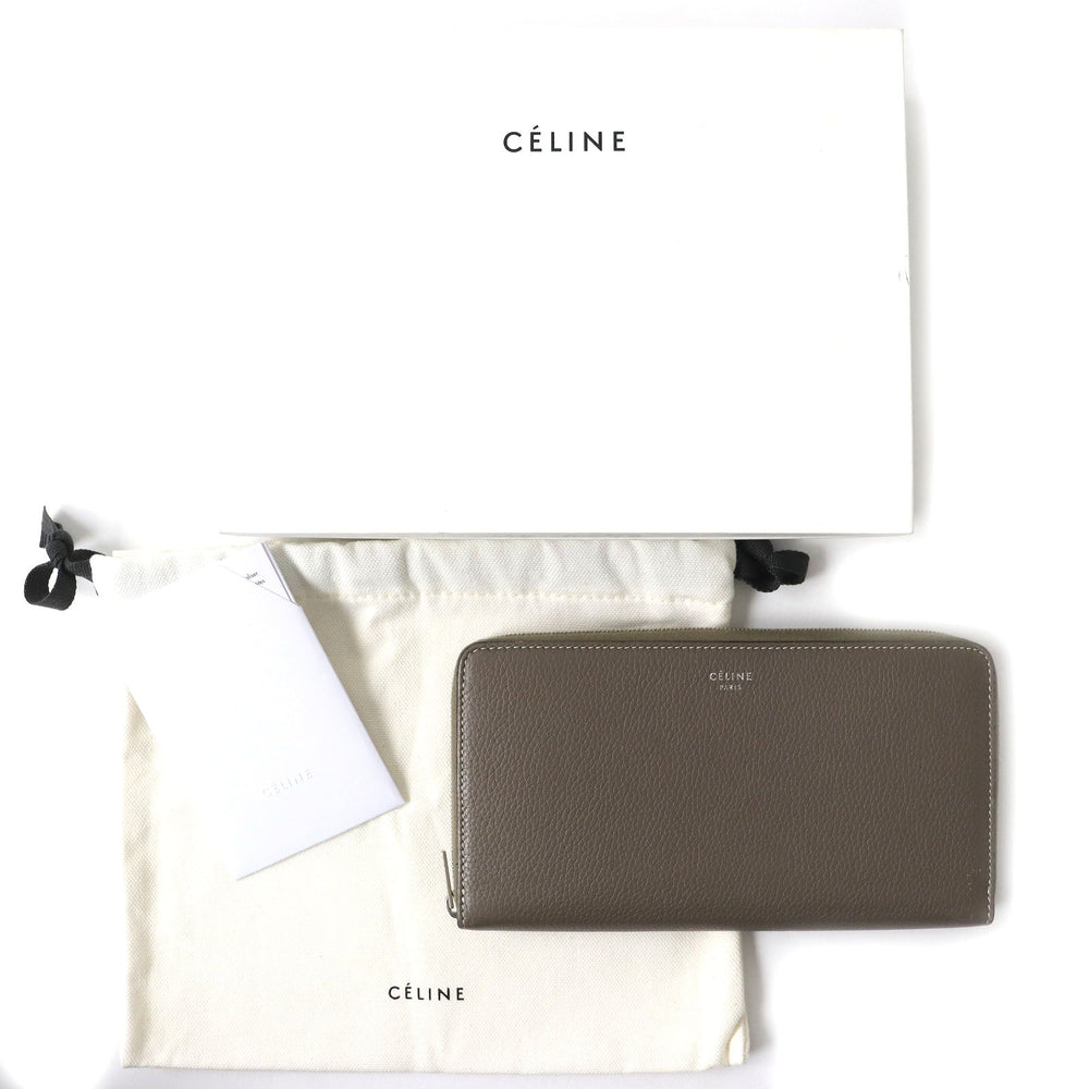 CELINE Long Wallet Purse Main: Leather Gray type Large zip wallet Women Used Authentic