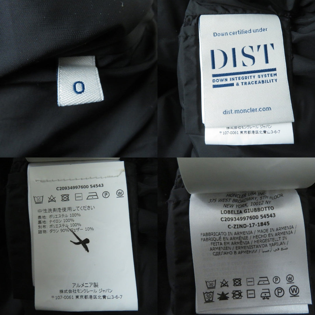MONCLER down coat Main: 100% polyester, Outer: 100% nylon, Part: 100% polyester, Filling: 90% down, Filling: 10% feather black LOBELIA Lobelia Women zero size Used Authentic