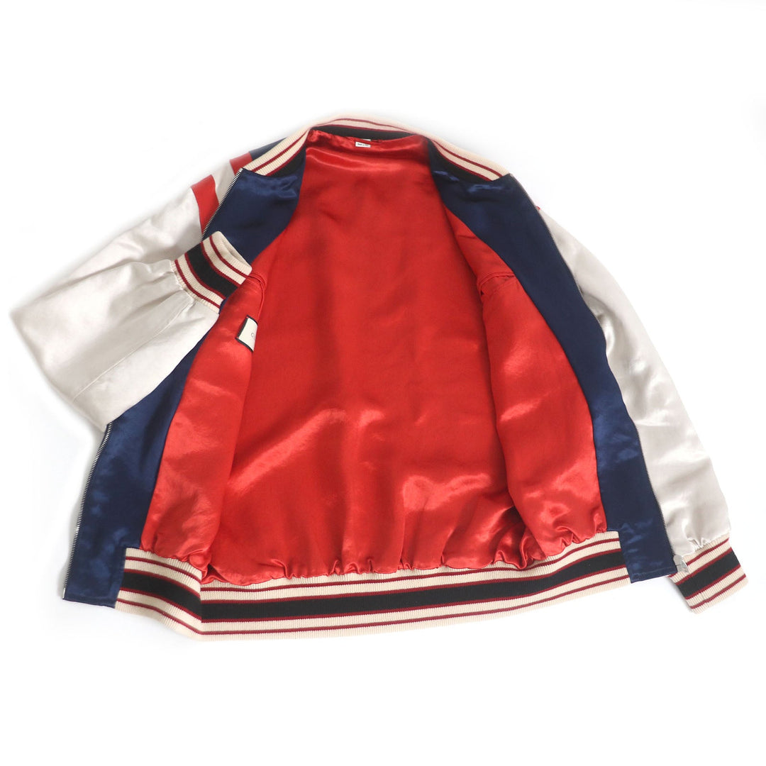 GUCCI Stajan 575315 Main: 100% acetate, part: 57% rayon, part: 43% polyester, part: 100% wool, decoration: 100% acetate, embroidery: 100% polyester Blue x red mens 44 Used Authentic