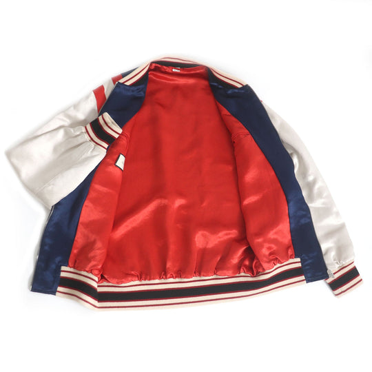 GUCCI Stajan 575315 Main: 100% acetate, part: 57% rayon, part: 43% polyester, part: 100% wool, decoration: 100% acetate, embroidery: 100% polyester Blue x red mens 44 Used Authentic