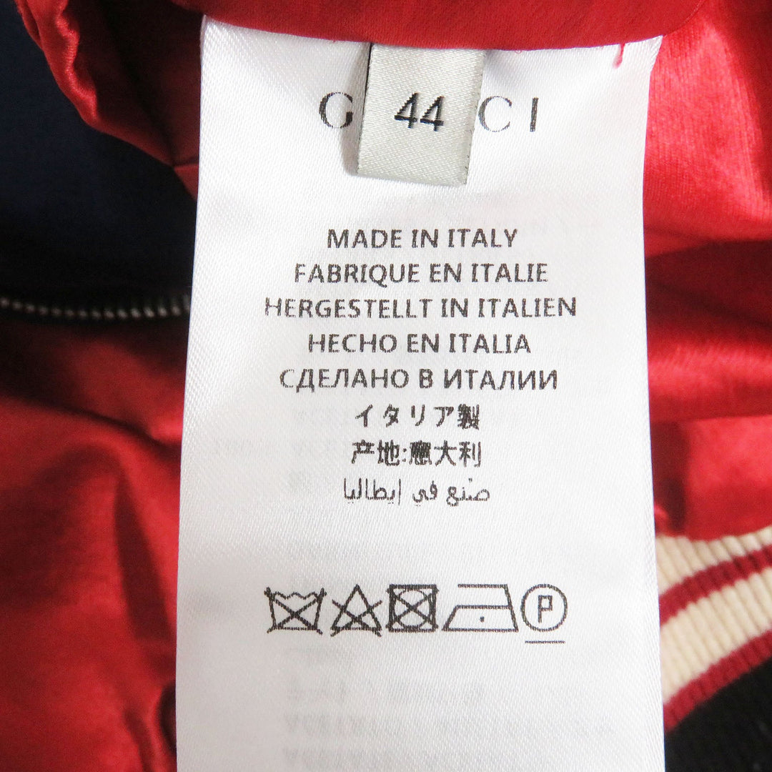 GUCCI Stajan 575315 Main: 100% acetate, part: 57% rayon, part: 43% polyester, part: 100% wool, decoration: 100% acetate, embroidery: 100% polyester Blue x red mens 44 Used Authentic