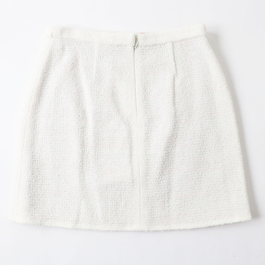 CHANEL Tweed skirt 20C P62765 Outer: 39% nylon, Outer: 22% cotton, Outer: 17% polyester, Outer: 14% acrylic, Outer: 8% wool, Lining: 71% cotton, 29% silk Ecru Women 42 Used Authentic