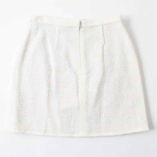 CHANEL Tweed skirt 20C P62765 Outer: 39% nylon, Outer: 22% cotton, Outer: 17% polyester, Outer: 14% acrylic, Outer: 8% wool, Lining: 71% cotton, 29% silk Ecru Women 42 Used Authentic