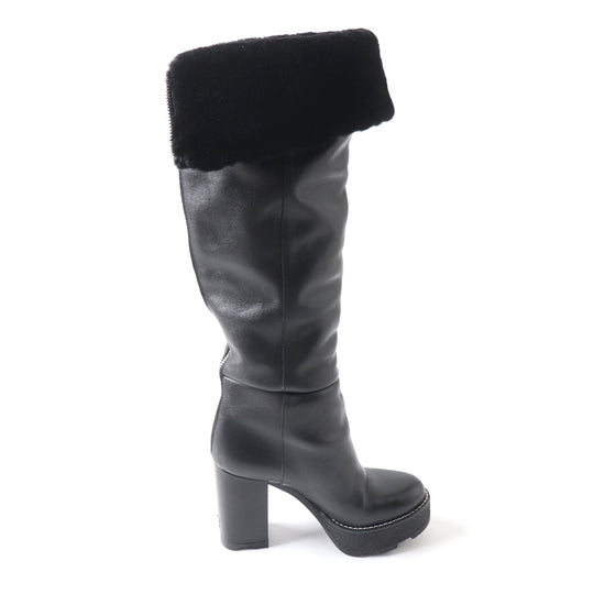 LOUIS VUITTON Knee-high boots Main: Leather Lining: Mouton black Bobble Line Women 36 Used Authentic
