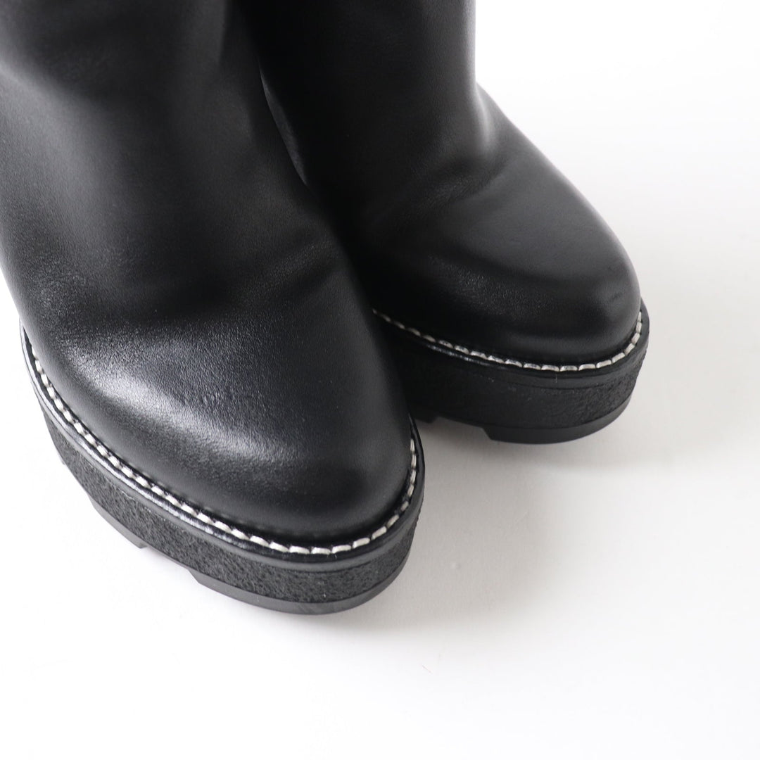 LOUIS VUITTON Knee-high boots Main: Leather Lining: Mouton black Bobble Line Women 36 Used Authentic