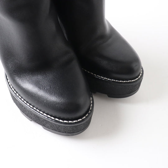 LOUIS VUITTON Knee-high boots Main: Leather Lining: Mouton black Bobble Line Women 36 Used Authentic