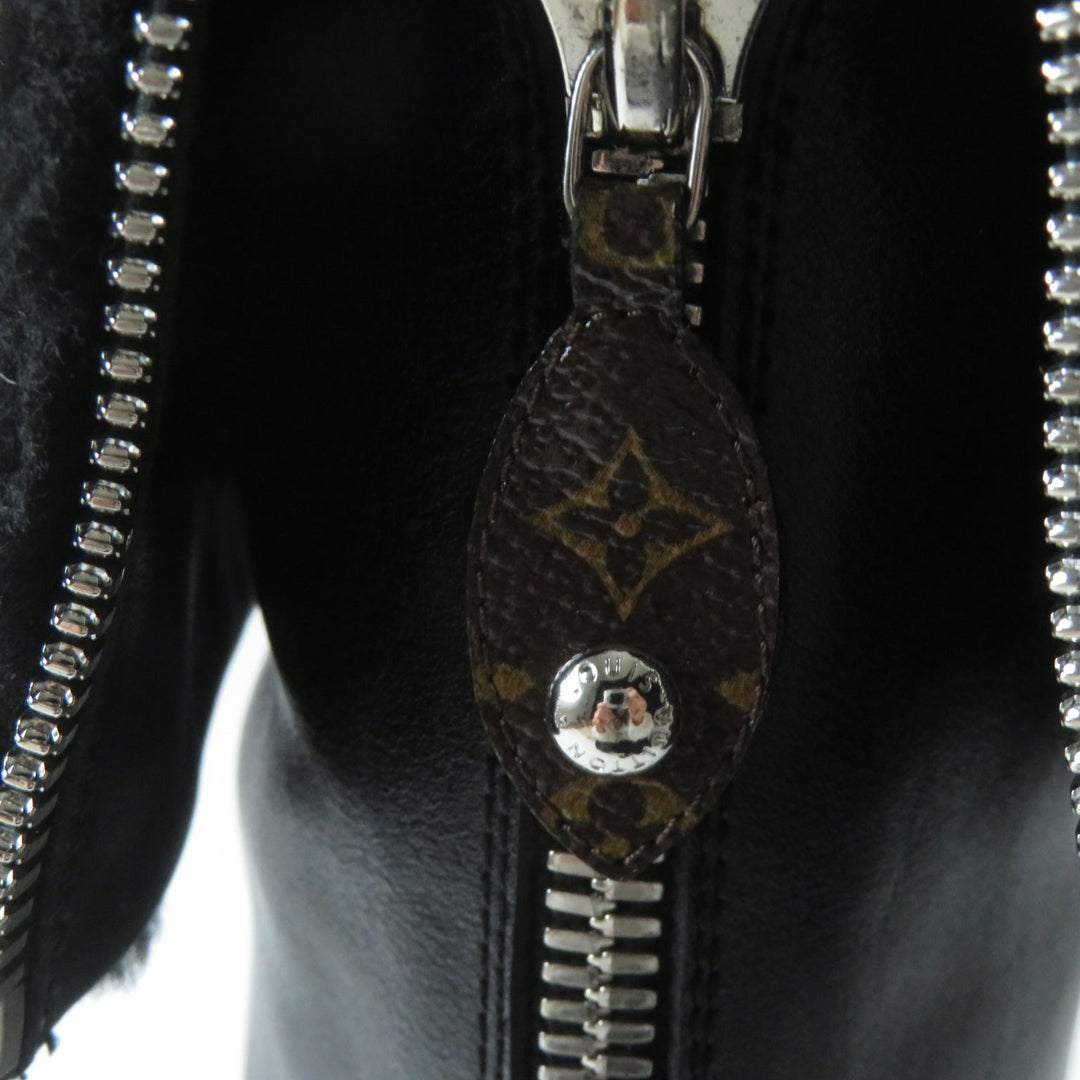 LOUIS VUITTON Knee-high boots Main: Leather Lining: Mouton black Bobble Line Women 36 Used Authentic