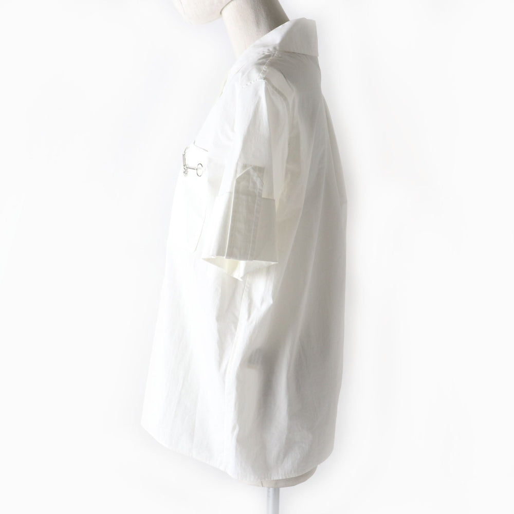 HERMES Short sleeve shirt 2E0607DJ Main: 100% cotton white Women 36 Used Authentic