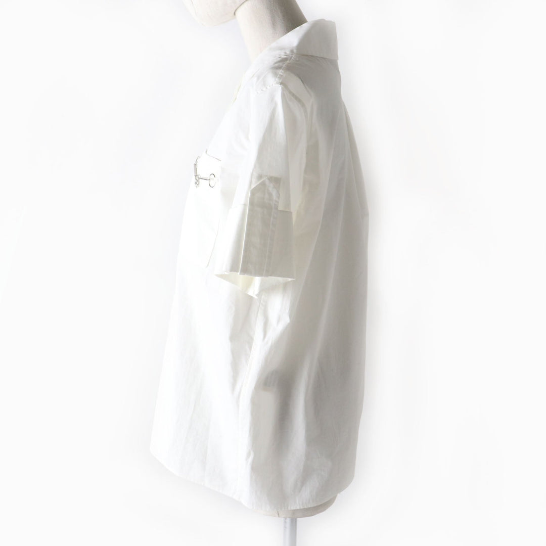 HERMES Short sleeve shirt 2E0607DJ Main: 100% cotton white Women 36 Used Authentic
