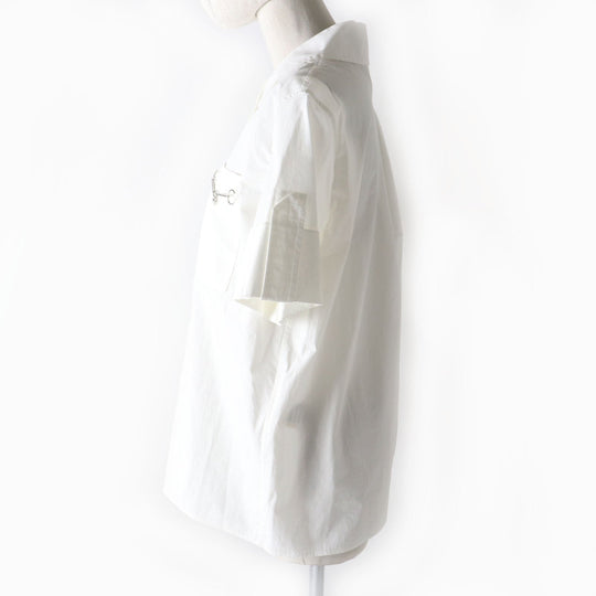 HERMES Short sleeve shirt 2E0607DJ Main: 100% cotton white Women 36 Used Authentic