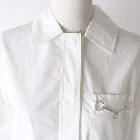 HERMES Short sleeve shirt 2E0607DJ Main: 100% cotton white Women 36 Used Authentic