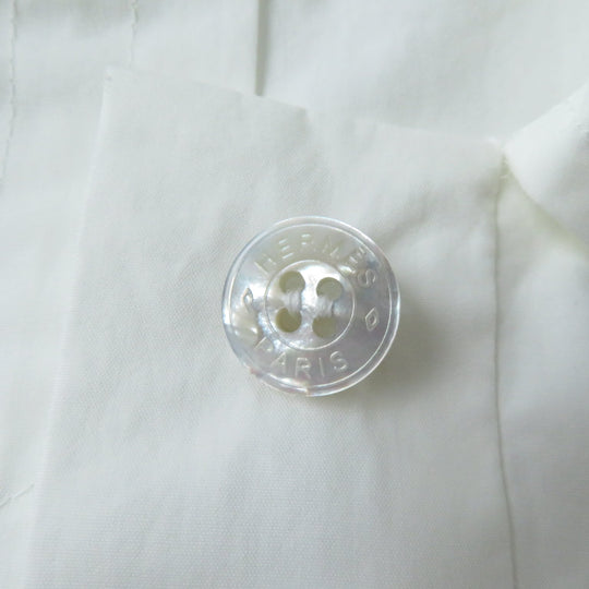 HERMES Short sleeve shirt 2E0607DJ Main: 100% cotton white Women 36 Used Authentic