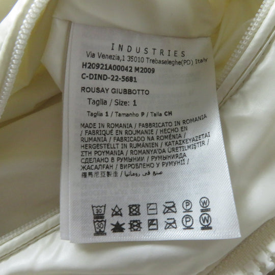 MONCLER Down jacket Outer: 100% polyester, Lining: 100% nylon, Part: 100% nylon Beige x Ivory ROUSAY Women 1 Used Authentic