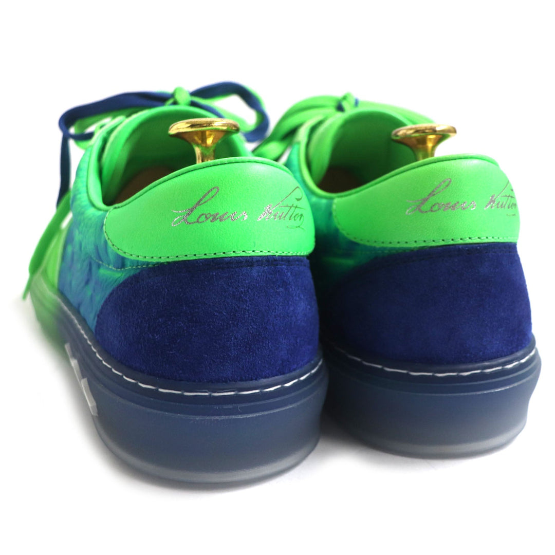 LOUIS VUITTON sneakers 1A9UYN Main: Leather Lime x Blue LV Oriline Richelieu Monogram mens 6 1/2 Used Authentic