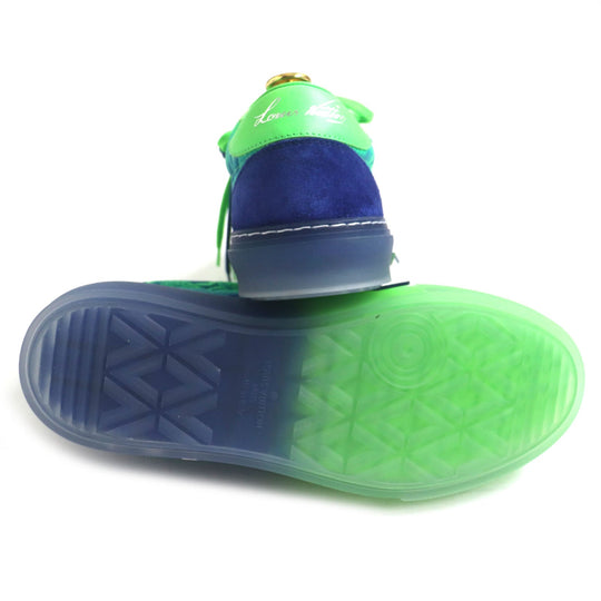 LOUIS VUITTON sneakers 1A9UYN Main: Leather Lime x Blue LV Oriline Richelieu Monogram mens 6 1/2 Used Authentic