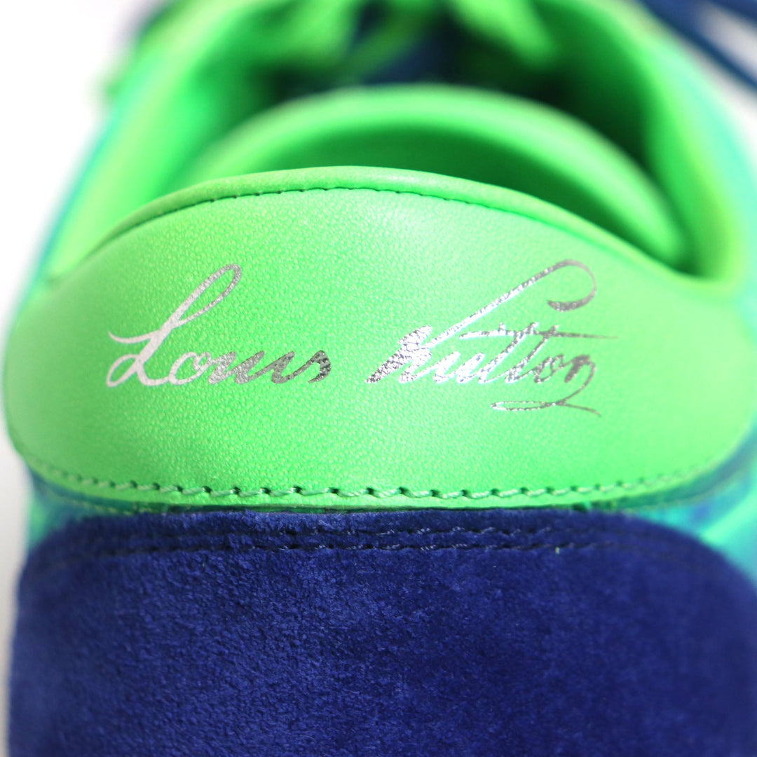 LOUIS VUITTON sneakers 1A9UYN Main: Leather Lime x Blue LV Oriline Richelieu Monogram mens 6 1/2 Used Authentic