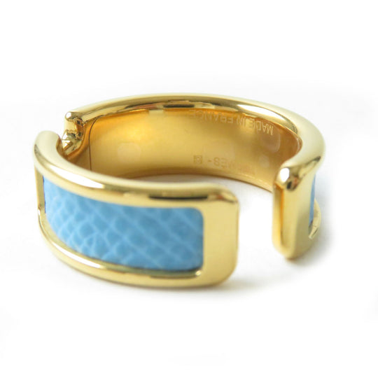 HERMES Earring GPEpsom Light blue Olympe Women Used Authentic