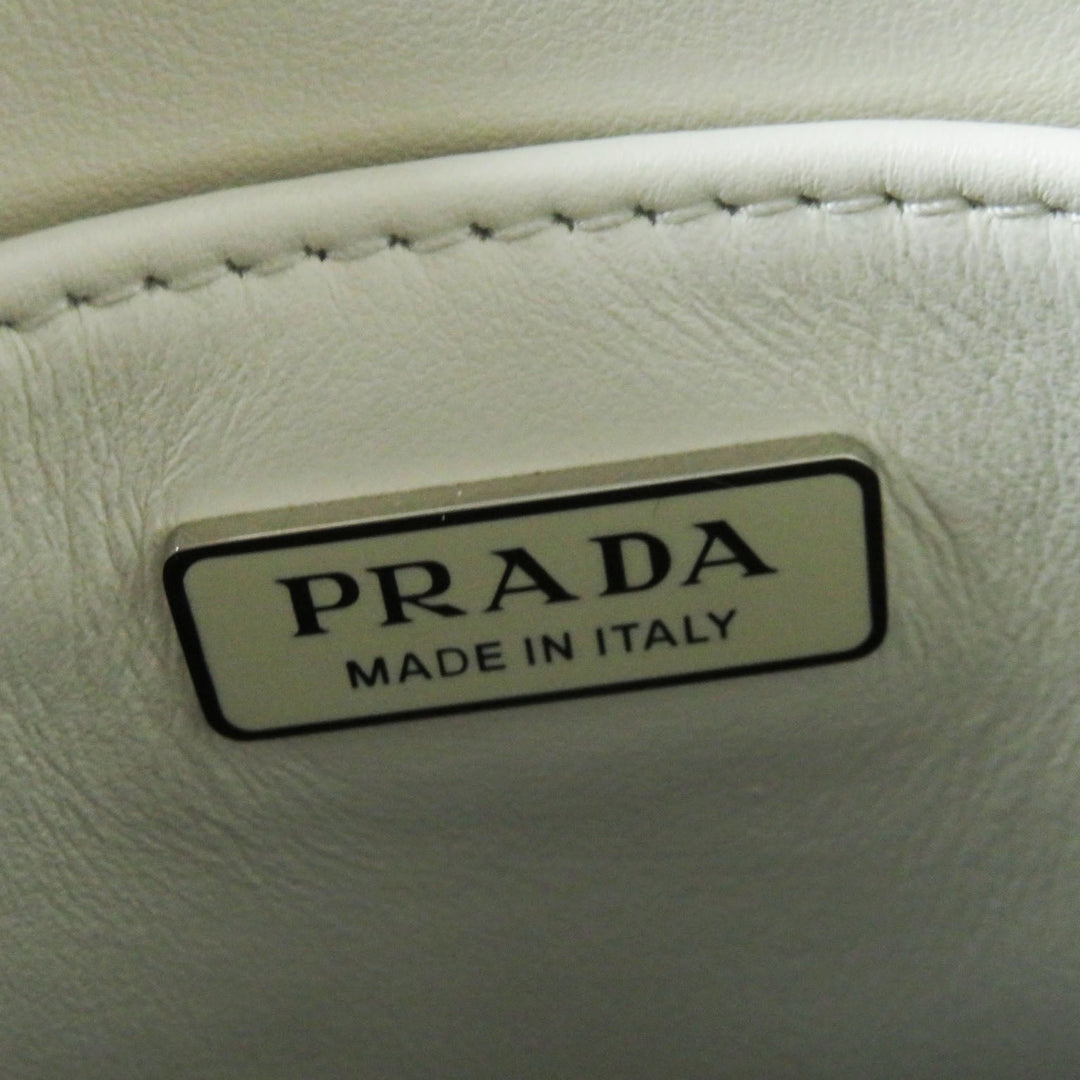 PRADA Shoulder Bag 1BA331 SPAZZOLATO (brushed leather) BIANCO Small Brushed Leather Women Used Authentic