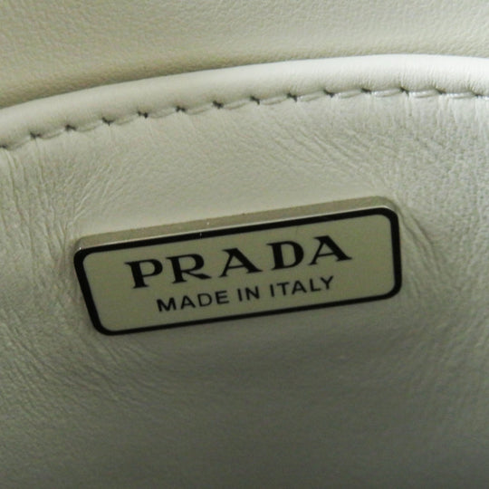 PRADA Shoulder Bag 1BA331 SPAZZOLATO (brushed leather) BIANCO Small Brushed Leather Women Used Authentic