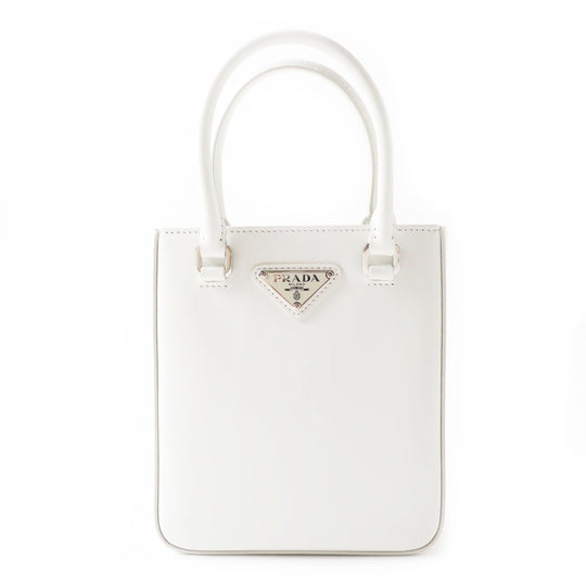 PRADA Shoulder Bag 1BA331 SPAZZOLATO (brushed leather) BIANCO Small Brushed Leather Women Used Authentic