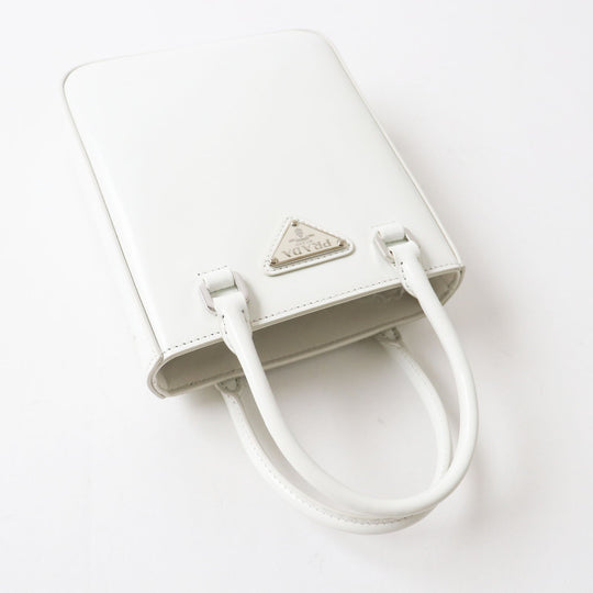 PRADA Shoulder Bag 1BA331 SPAZZOLATO (brushed leather) BIANCO Small Brushed Leather Women Used Authentic