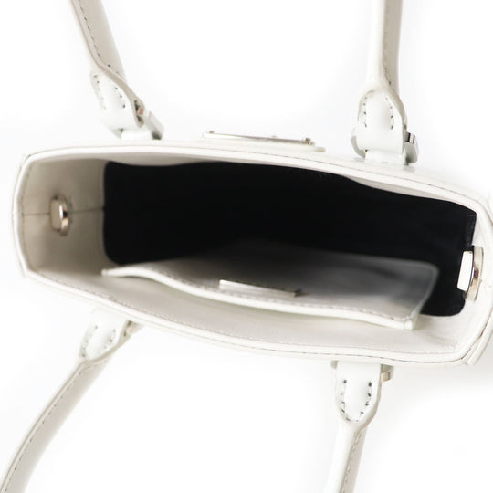 PRADA Shoulder Bag 1BA331 SPAZZOLATO (brushed leather) BIANCO Small Brushed Leather Women Used Authentic