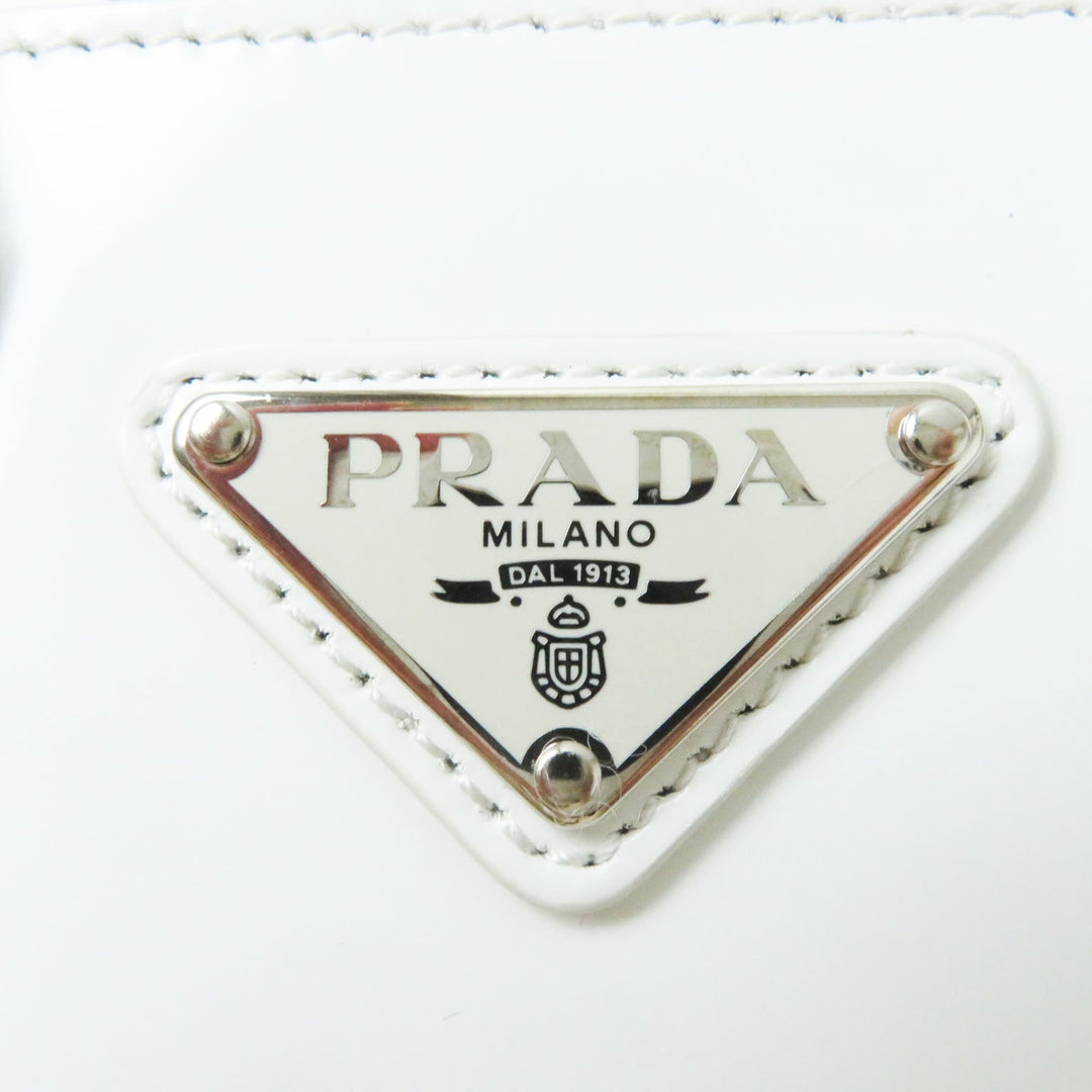 PRADA Shoulder Bag 1BA331 SPAZZOLATO (brushed leather) BIANCO Small Brushed Leather Women Used Authentic