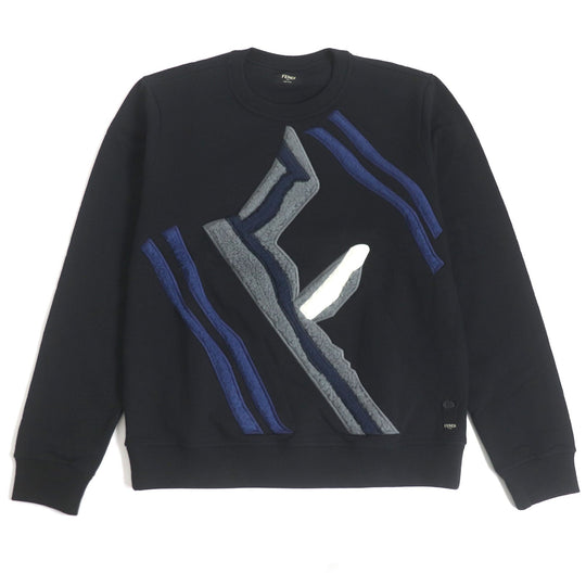 FENDI sweat FY0178 Main: 100% cotton, Part: , Rib: 97% cotton, 3% polyurethane Embroidery: 48% acrylic, 39% wool, 13% silk black mens S Used Authentic