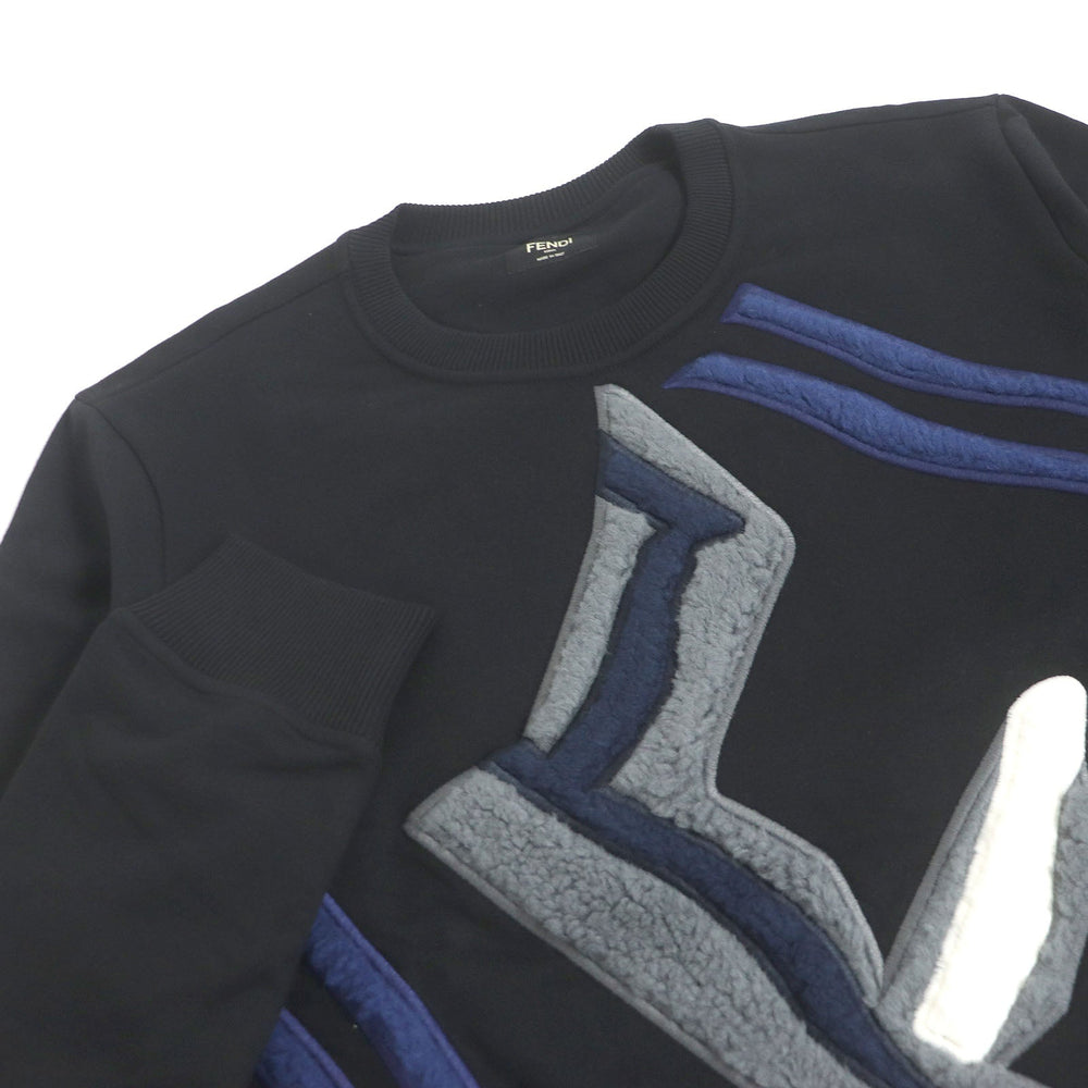 FENDI sweat FY0178 Main: 100% cotton, Part: , Rib: 97% cotton, 3% polyurethane Embroidery: 48% acrylic, 39% wool, 13% silk black mens S Used Authentic