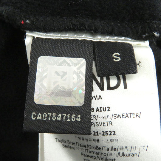 FENDI sweat FY0178 Main: 100% cotton, Part: , Rib: 97% cotton, 3% polyurethane Embroidery: 48% acrylic, 39% wool, 13% silk black mens S Used Authentic
